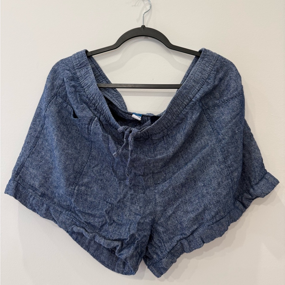 Old Navy Heathered Navy Elastic Waist Shorts